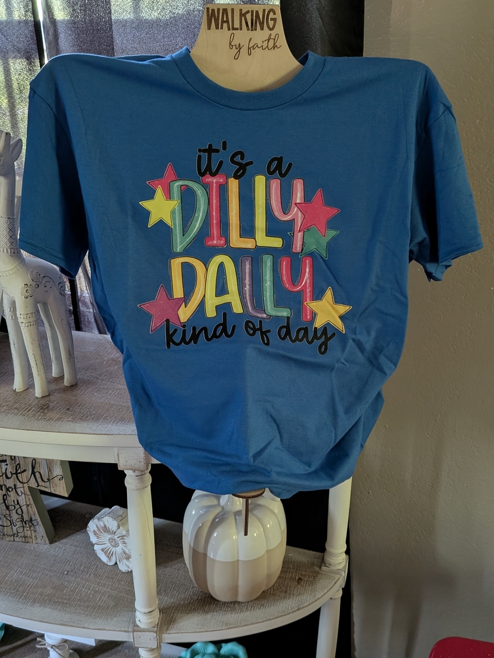 Women's Blue "It's a Dilly Dally Kind of Day" Graphic Tee